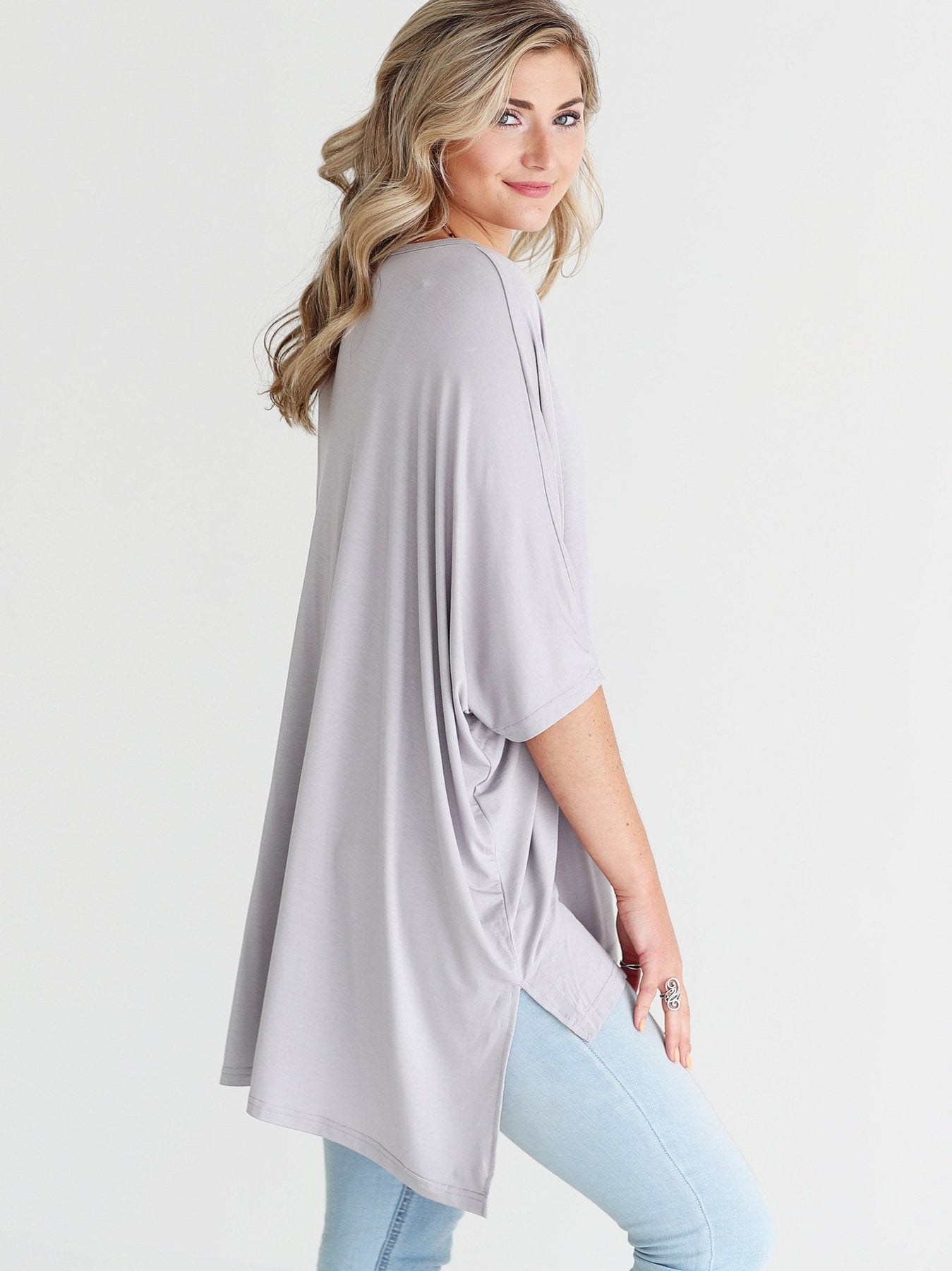 DOVE GRAY DOLMAN SLEEVE