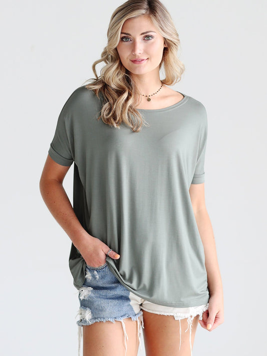 LIGHT OLIVE SHORT SLEEVE TOP